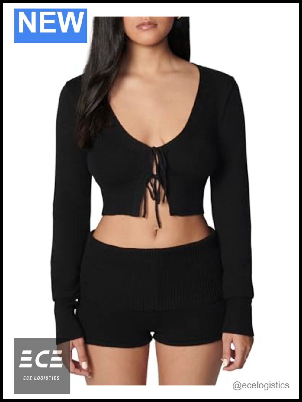 Cropped Fitted Long Sleeve Tie Front Cardigan Sweater Ballet Inspired